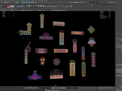 Hong Kong Neon Sign V04 Bundle 3D model