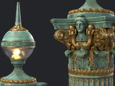 Street Lamp Columna Rostrata Hight Low Poly Low-poly 3D model