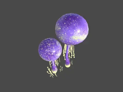 Fantasy Mushroom E08 Purple Yellow - Scene Backdrop Design Low-poly 3D model