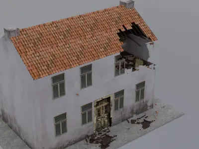 World War 2 Damaged Building Low-poly 3D model