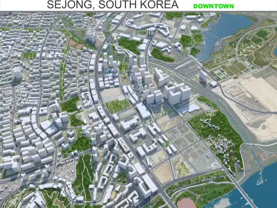 Sejong Downtown South Korea Low-poly 3D model
