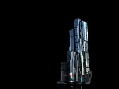 Futuristic Future Modern City Building Skyscraper 01 3D model purchase