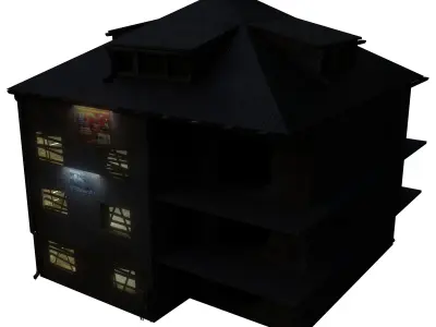 Urban City building 03 Low poly two versions Low-poly 3D model