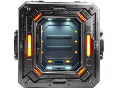 Futuristic SciFi Doorway Model Pack with Illuminated Panels Low-poly 3D model