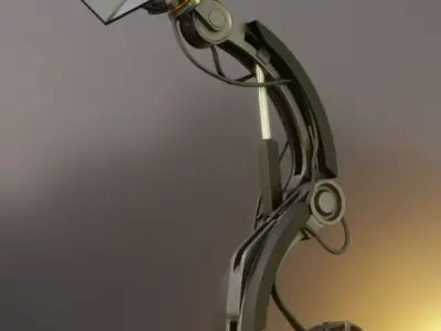 Rigged Industrial Robot Arm Alu Version Low-poly 3D model