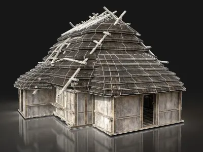 Next Gen AAA THATCHED FANTASY MEDIEVAL WOODEN CABIN HOUSE HUT Low-poly 3D model