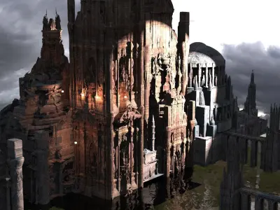 Fantasy Art Deco New York Kit bash extended  3D model