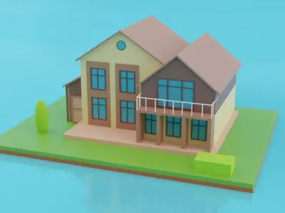 Low Poly Houses house Low-poly 3D model
