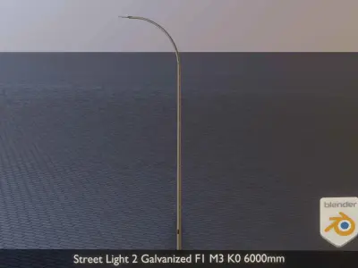 Street Light 2 Galvanized F1 M3 K0 6000mm Low-poly 3D model