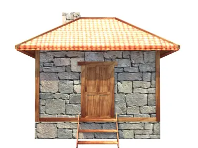 medieval house low poly village town residential game ready 31 Low-poly 3D model