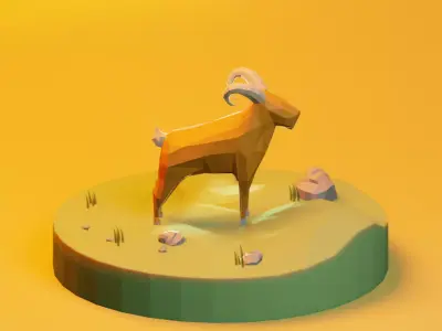Goat for Ied Adha Illustration Includes Lighting Setup Low-poly 3D model
