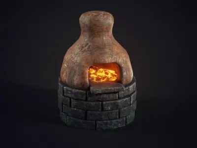 Handmade clay oven Low-poly 3D model
