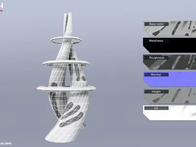 Scifi building Low-poly 3D model