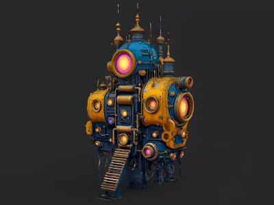Steampunk Machine High Detail 3D model