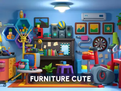 Furniture Cute Low-poly 3D model