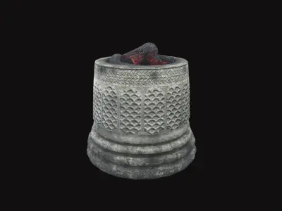 Medieval Torch V24 Low-poly 3D model