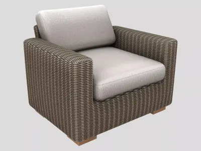 Outdoor Rattan Armchair Low-poly 3D model
