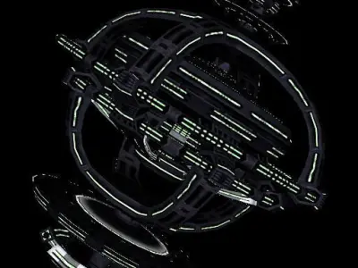 Sci-Fi SpaceStations collection Low-poly 3D model