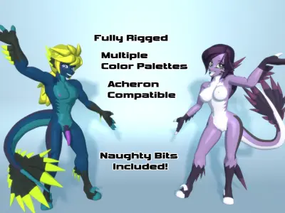 Acheron Raptor Nude Low-poly 3D model