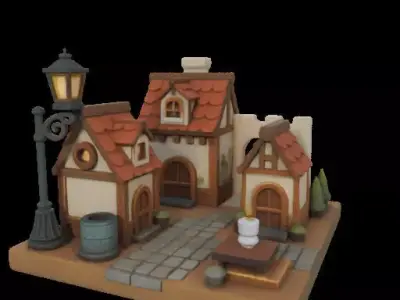 Mini Medieval Village Book Nook 3D print model