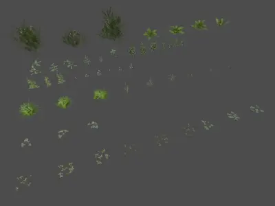 Forest Plant set Low-poly 3D model
