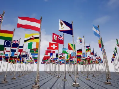 Flags Package  250 Flags Low-poly 3D model