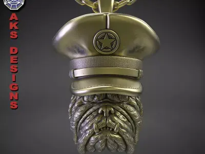 Animal Pendant jewelry Army captain bulldog v151 3D print model