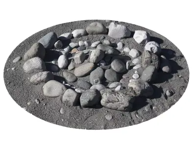 Stacked stones on the ground Low-poly 3D model