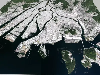 Cityscape Hiroshima Japan 3D model