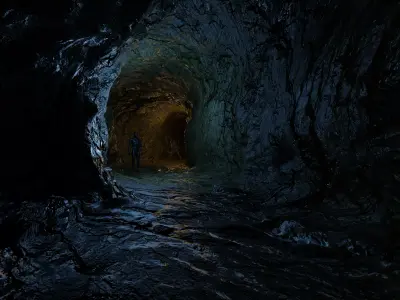 cave with tunnel Low-poly 3D model