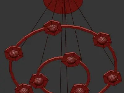 WALSH modern chandelier in brass and gold 3D model