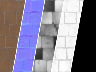 Pavement Materials 43- Slat Stone Paving Sbsar Pbr 4k Seamless Texture