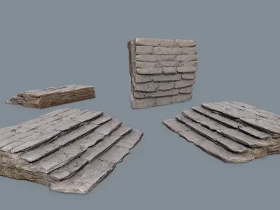 Ruin wall  Low-poly 3D model