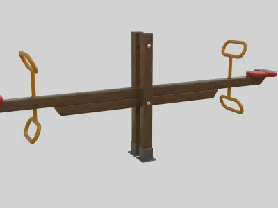 Wooden Seesaw Teeter Totter - 01 Playground Low-poly 3D model
