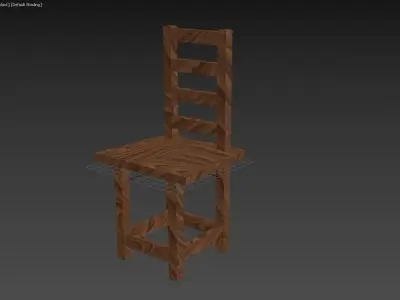 Old Wooden chair Low-poly 3D model