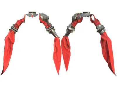 Red Fantasy Full Warrior Outfit Low-poly 3D model