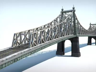 Bridge low poly detailed Low-poly 3D model