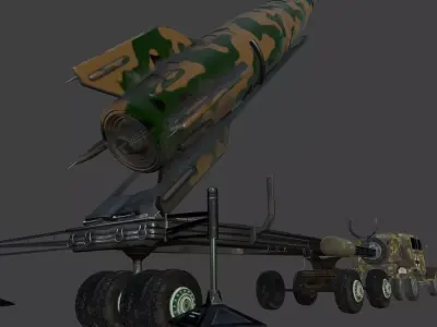 German blitz truck with V2 rocketramp  3D model