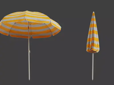 Beach Umbrella Game-Ready Low-poly 3D model