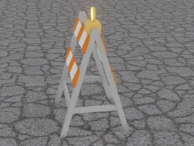 Road Closed Barrier Low-poly 3D model
