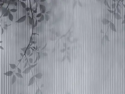Leafy Silhouette on Vertical Glass Pinstripes Texture