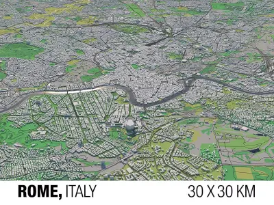 Rome 30x30km City Map 3D model