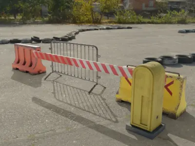 Road Barrier Low-poly 3D model