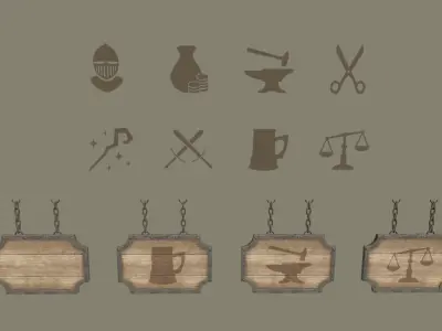 Medieval Signs - Game Props Low-poly 3D model