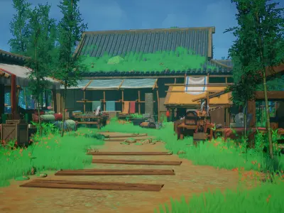 Stylized Asian Market Vol2 Gameready Low-poly 3D model