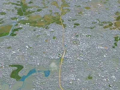Thrissur Kerala India 20km AI Low-poly 3D model
