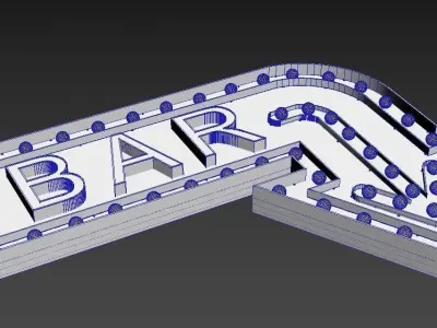 Large  Up Letters Light Bar Sign 3D model