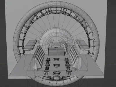 Futuristic Spaceship Interior Lowpoly Concept Art Low-poly 3D model