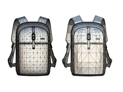 Cartoon High Poly Subdivision Backpack Low-poly 3D model