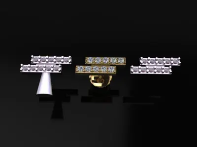 Double Diamond  Uneven Bar Earring 3D print model